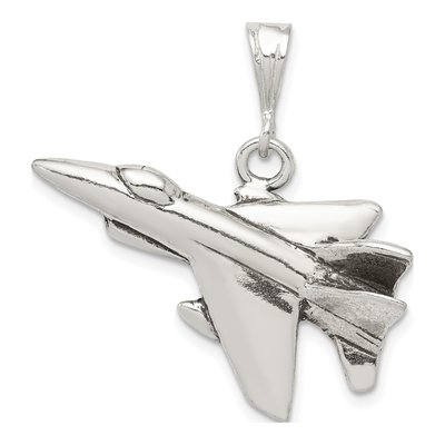Sterling Silver Antiqued Jet Fighter Pendant