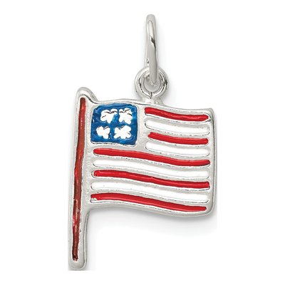 Sterling Silver Enamel American Flag Pendant