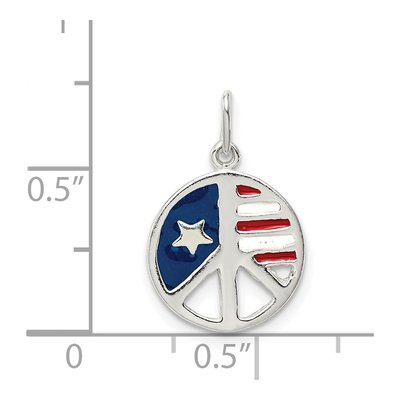 Sterling Silver Enamel American Flag Peace Pendant – view 5