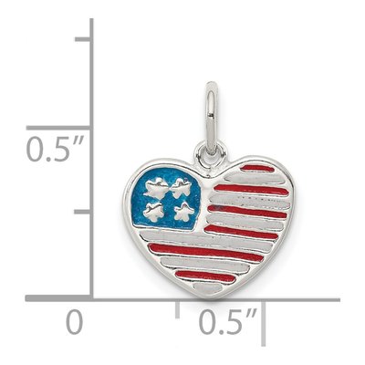 Sterling Silver Enamel American Flag Heart Pendant – view 4