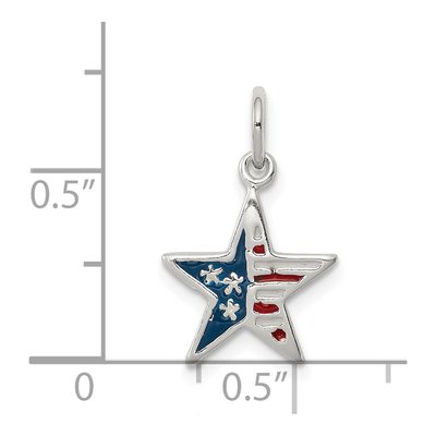 Sterling Silver Enamel American Flag Star Pendant – view 4