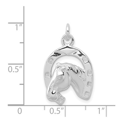 Sterling Silver Horseshoe Horse Head Pendant – view 4