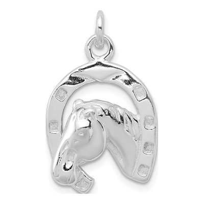 Sterling Silver Horseshoe Horse Head Pendant