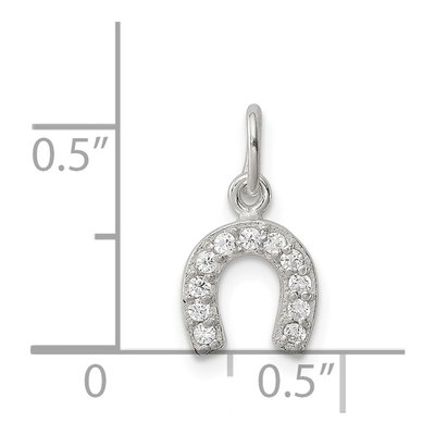 Sterling Silver CZ Horseshoe Pendant – view 4