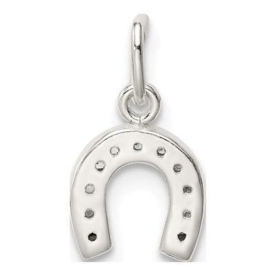 Sterling Silver CZ Horseshoe Pendant – view 5