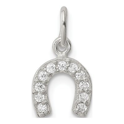 Sterling Silver CZ Horseshoe Pendant