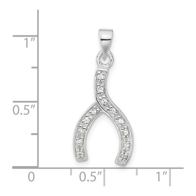 Sterling Silver CZ Wishbone Pendant – view 3