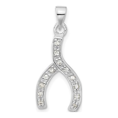 Sterling Silver CZ Wishbone Pendant