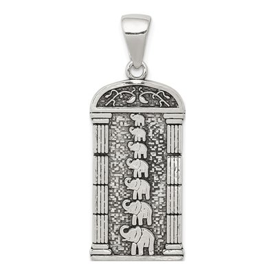 Sterling Silver Stacked Elephants Pendant