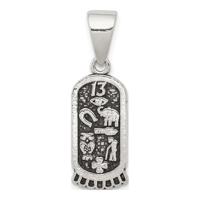 Sterling Silver Antiqued Good Luck Icons Pendant
