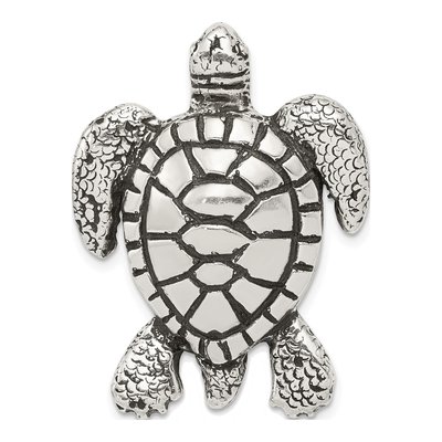 Sterling Silver Antiqued Turtle Slide Pendant