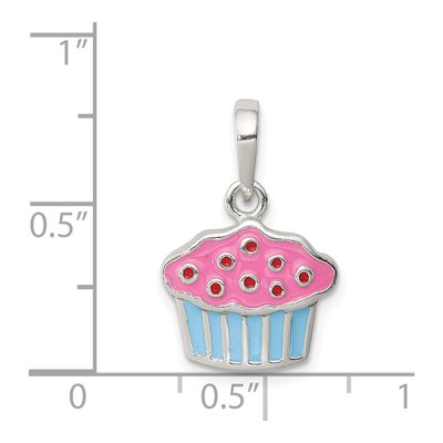 Sterling Silver Enamel Cupcake for Kids Pendant – view 4