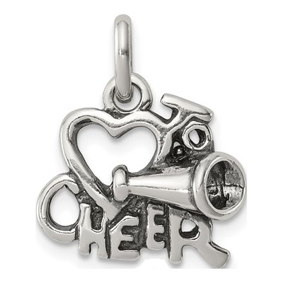 Sterling Silver I Love Cheer Pendant