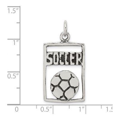 Sterling Silver Antiqued Soccer Rectangle Pendant – view 4