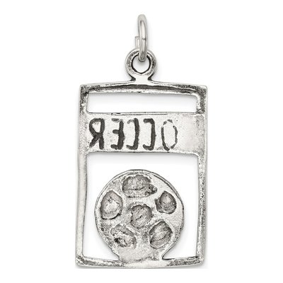 Sterling Silver Antiqued Soccer Rectangle Pendant – view 5