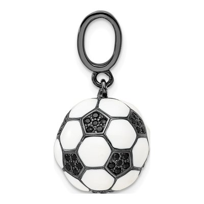 Sterling Silver CZ 3D Soccer Ball Pendant – view 3