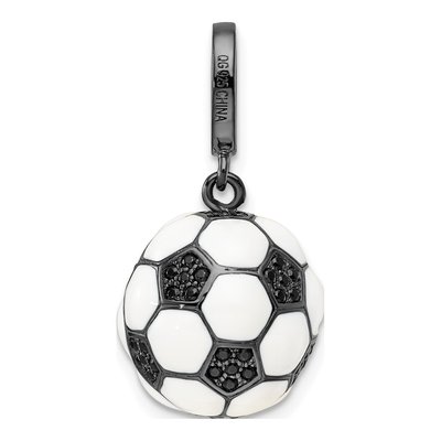 Sterling Silver CZ 3D Soccer Ball Pendant – view 4
