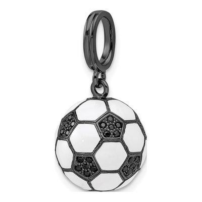 Sterling Silver CZ 3D Soccer Ball Pendant – view 5