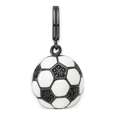 Sterling Silver CZ 3D Soccer Ball Pendant