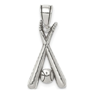 Sterling Silver Antiqued Baseball Bats Pendant
