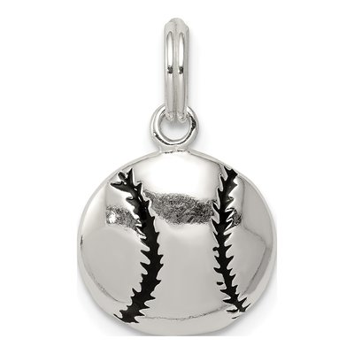 Sterling Silver Enamel Baseball Pendant
