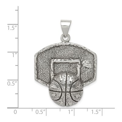 Sterling Silver Basketball Backboard Pendant – view 4