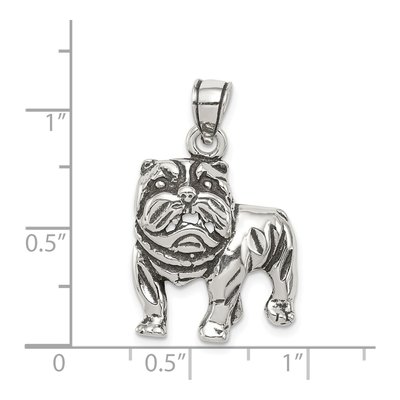 Sterling Silver Antiqued Bulldog Pendant – view 4