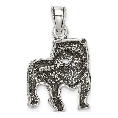 Sterling Silver Antiqued Bulldog Pendant – view 5
