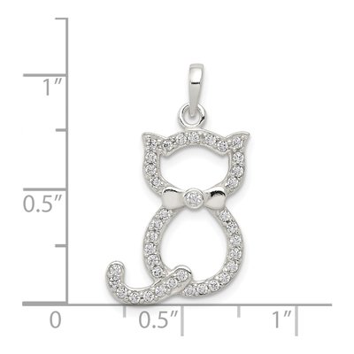 Sterling Silver CZ Cat Pendant – view 4