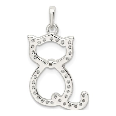 Sterling Silver CZ Cat Pendant – view 5