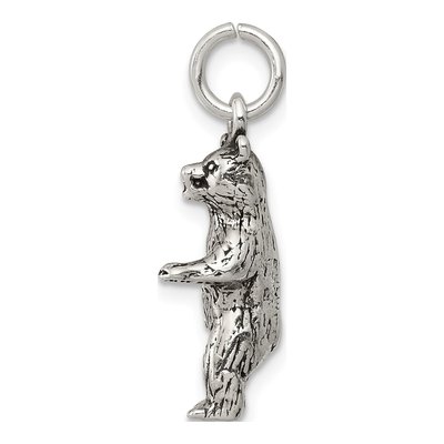 Sterling Silver Antiqued Standing Bear Pendant – view 3