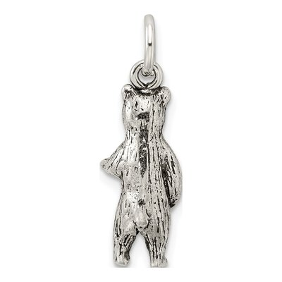 Sterling Silver Antiqued Standing Bear Pendant – view 5