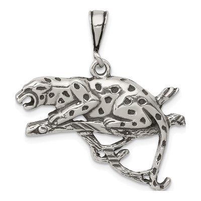 Sterling Silver Leopard on Branch Pendant