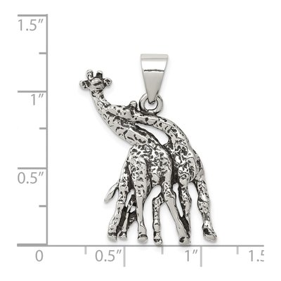 Sterling Silver Antiqued Giraffes Pendant – view 4