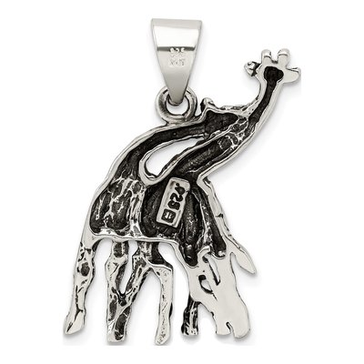 Sterling Silver Antiqued Giraffes Pendant – view 5