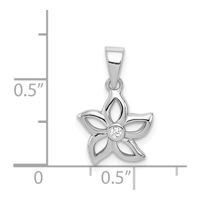 Sterling Silver CZ Flower Pendant – view 4