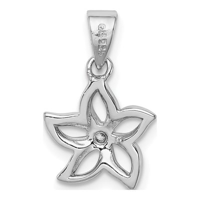 Sterling Silver CZ Flower Pendant – view 5