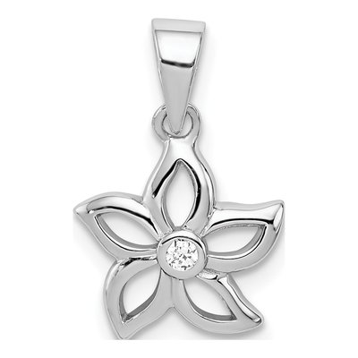 Sterling Silver CZ Flower Pendant