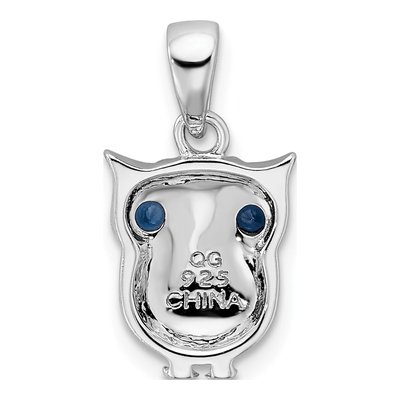 Sterling Silver Blue Glass Owl Pendant – view 4