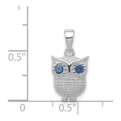 Sterling Silver Blue Glass Owl Pendant – view 5