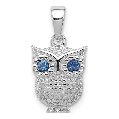 Sterling Silver Blue Glass Owl Pendant