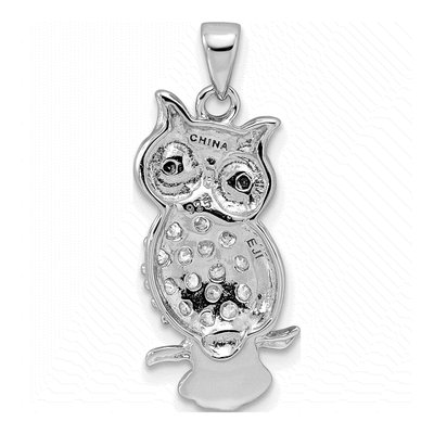 Sterling Silver CZ Owl Pendant – view 4
