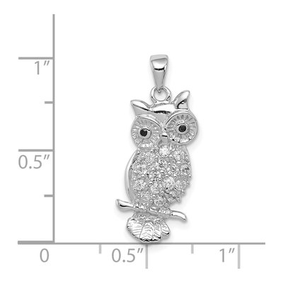 Sterling Silver CZ Owl Pendant – view 5