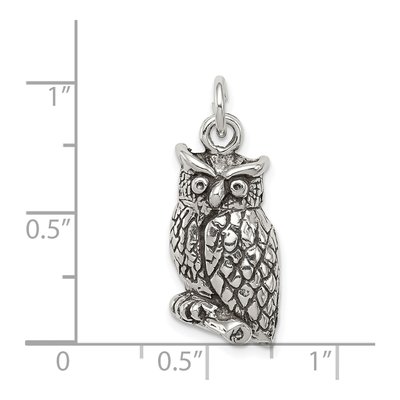 Sterling Silver Antiqued Owl Pendant – view 4