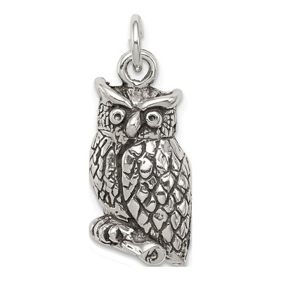 Sterling Silver Antiqued Owl Pendant