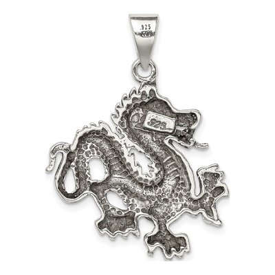 Sterling Silver Antiqued Dragon Pendant – view 5
