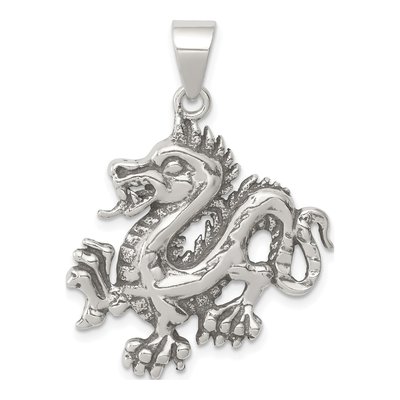 Sterling Silver Antiqued Dragon Pendant