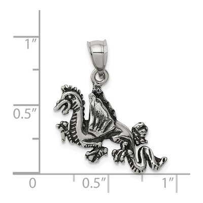 Sterling Silver Antiqued Flying Dragon Pendant – view 3