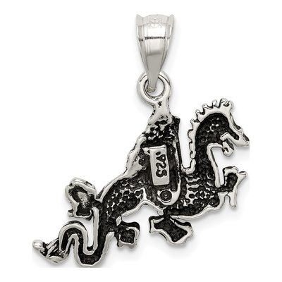 Sterling Silver Antiqued Flying Dragon Pendant – view 4