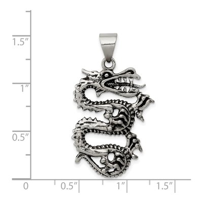 Sterling Silver Antiqued Dragon Pendant – view 4